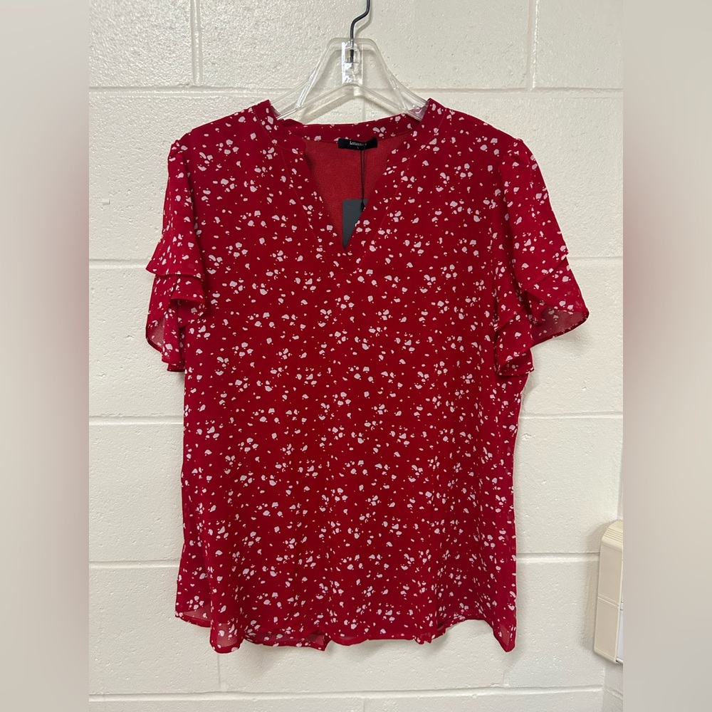 73. Elegant Red Floral Women's Blouse